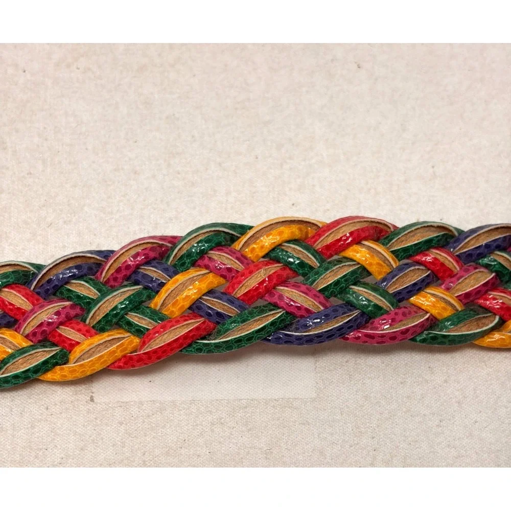 Vintage 90s Express Compagnie Internationale Multicolor Braided Pink Waist Belt